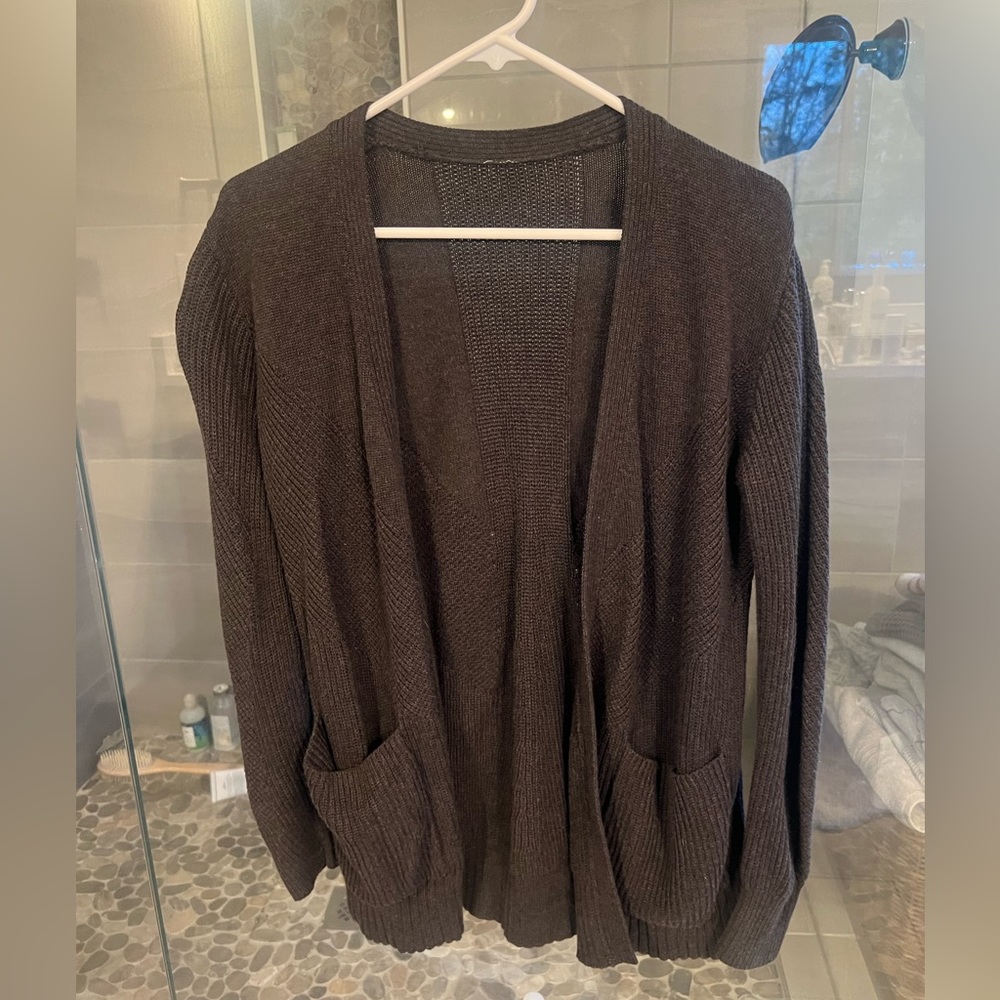 Lululemon Cardigan Sweater front pockets charcoal grey- small 4 y